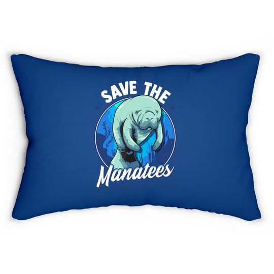 Save The Manatees Cute Sea Cow Dugong Lumbar Pillow