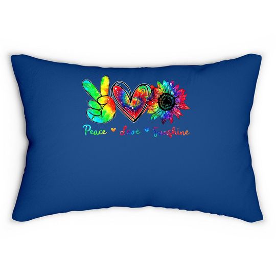 Peace Love Sunshine Sunflower Hippie Tie Dye Lumbar Pillow