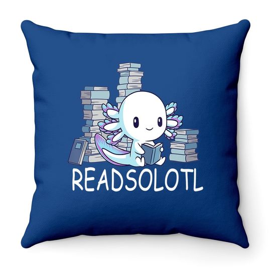 Readsolotl Axolotl Reading Fish Books Lizard Throw Pillow