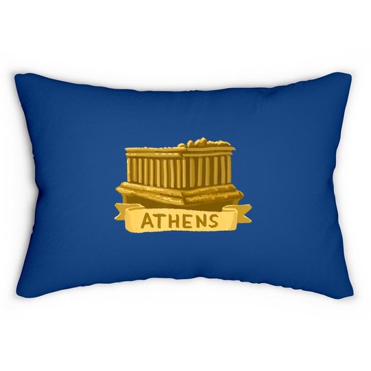 Athens Greece Acropolis Parthenon Gold Lumbar Pillow