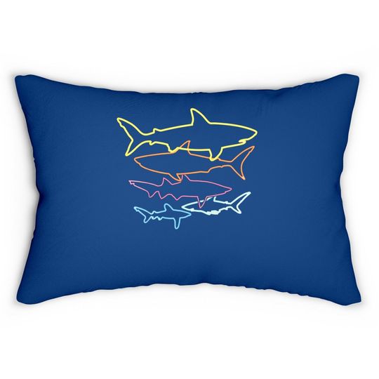 Retro 80s Shark Clothes Shark Lumbar Pillow
