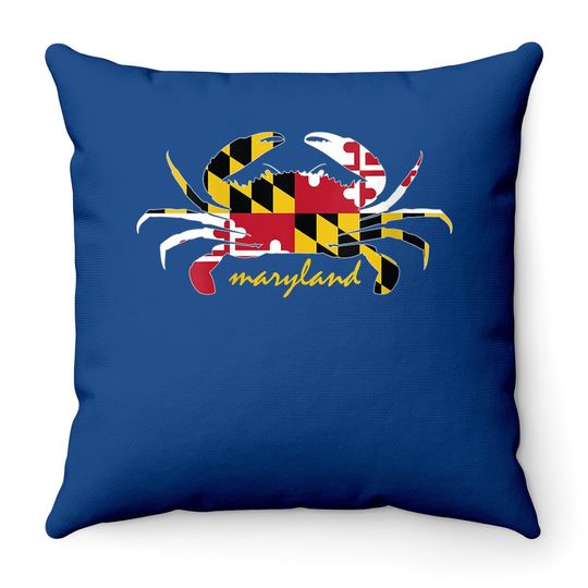 Maryland Crab Cute State Pride Flag Throw Pillow
