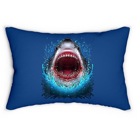 Great White Shark Open Mouth Lumbar Pillowth Beach Ocean Animal Lumbar Pillow