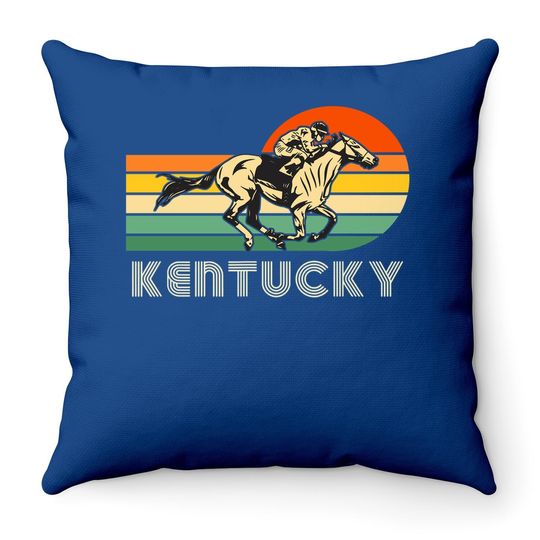 Kentucky Vintage Retro Sunset Horse Racing Derby Throw Pillow