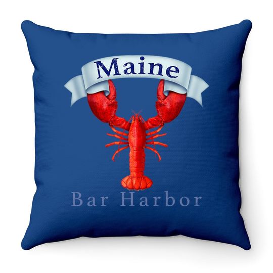 Maine State Bar Harbor Lobster Throw Pillow