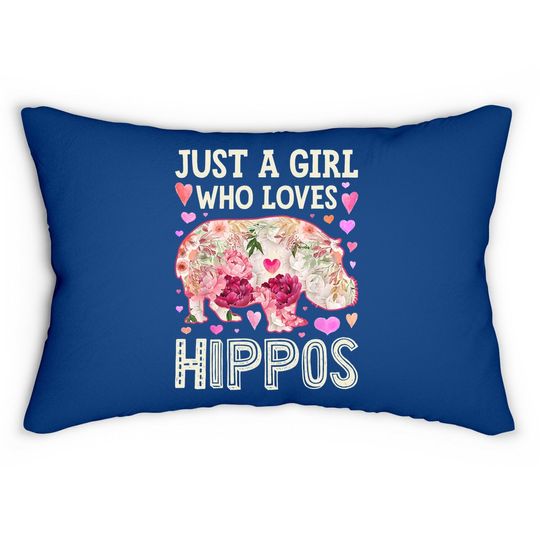 Just A Girl Who Loves Hippos Hippo Hippopotamus Lumbar Pillow