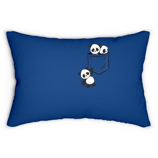 For Panda Lovers Cute Kawaii Baby Pandas In Pocket Lumbar Pillow