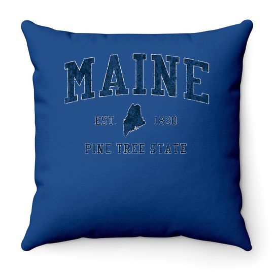 Retro Maine Vintage State Throw Pillow
