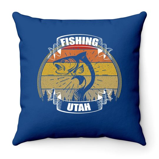 Vintage Sunset Trees Fishing Utah Throw Pillow