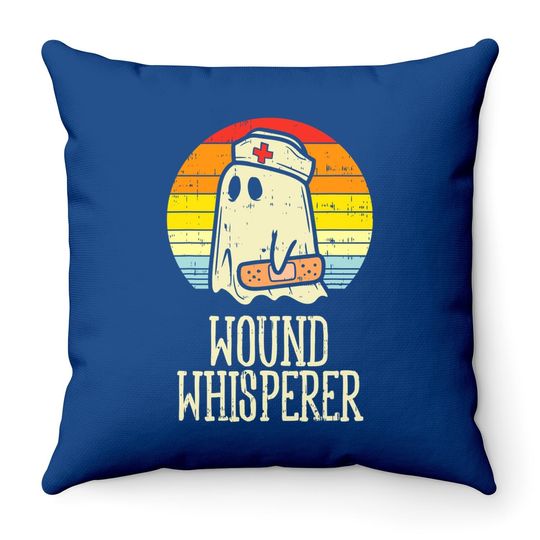 Wound Whisperer Ghost Nurse Boo Halloween 2021 Nursing Throw Pillow