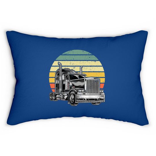 Retro Vintage Trucker Big Rig Semi Trailer Truck Driver Lumbar Pillow