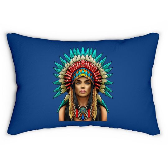 Native American Woman Indian Warrior For Lumbar Pillow