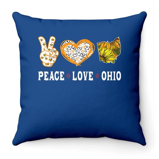 Peace Love Ohio State Souvenirs Sunflower Throw Pillow