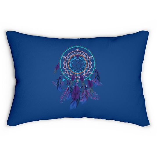 Colorful Dreamcatcher Feathers Tribal Native American Indian Lumbar Pillow
