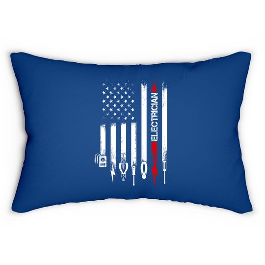 American Flag With Electrician Lumbar Pillow