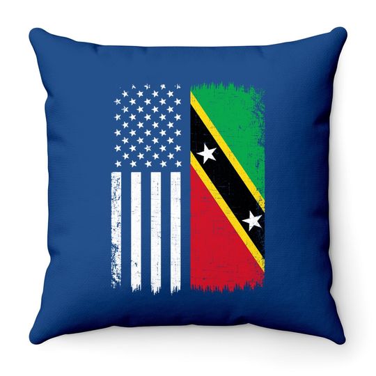 Saint Kitts And Nevis American Flag Throw Pillow