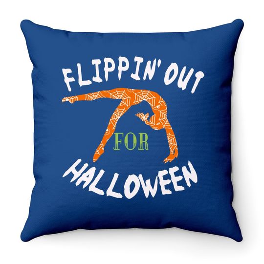 Girls Flipping Out For Halloween Gymnastics Throw Pillow
