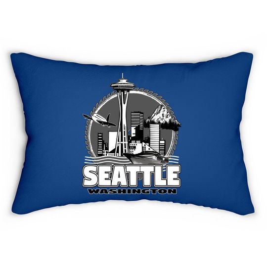 Seattle Pacific Northwest Emerald City Space Needle Souvenir Lumbar Pillow