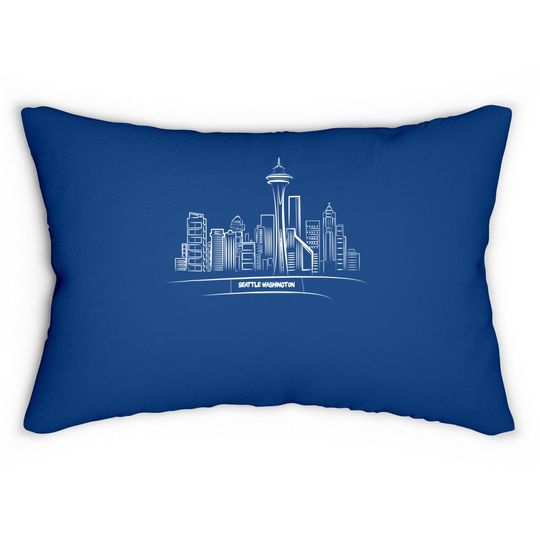 Seattle Washington Sketch Of Downtown Space Needle Lumbar Pillow