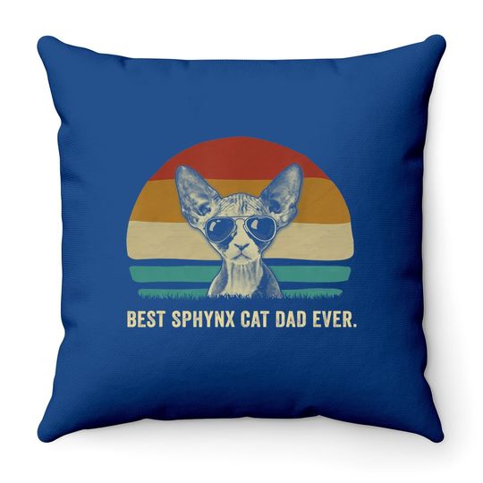 Vintage Best Sphynx Cat Dad Ever Throw Pillow