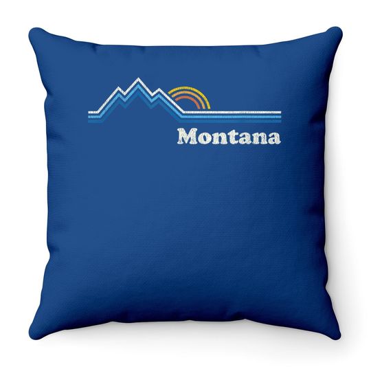 Montana Vintage Sunrise Mountains Throw Pillow