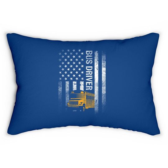 School Bus Driver Usa American Flag Gift Lumbar Pillow