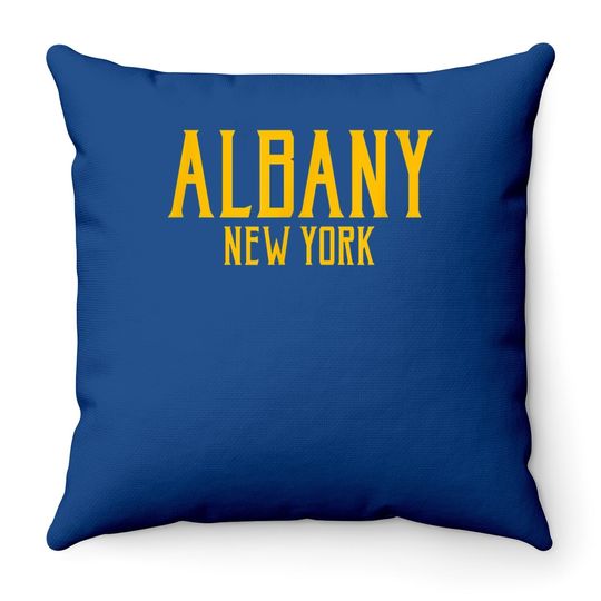 Albany New York Vintage Text Amber Throw Pillow