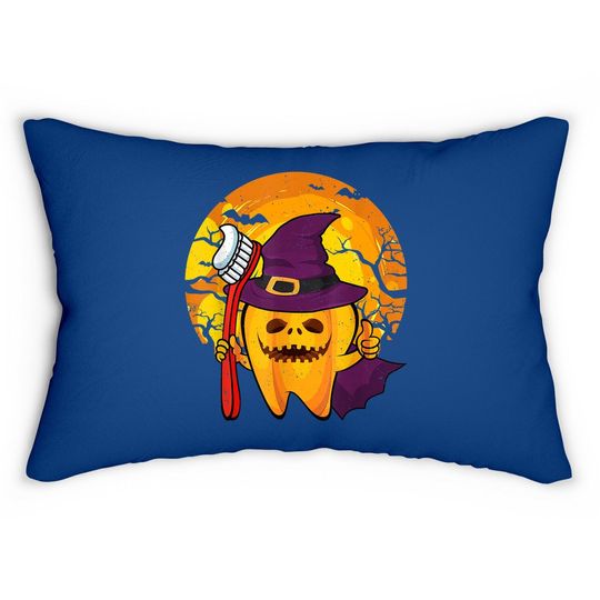 Funny Tooth Dental Hygiene Dentist Witch Halloween Costume Lumbar Pillow
