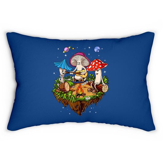 Mushrooms Camping Psychedelic Forest Fungi Festival Lumbar Pillow