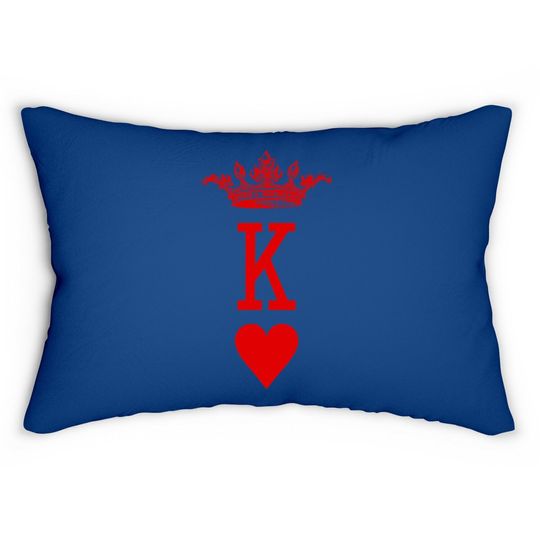 King Of Hearts Vintage Crown Engraving Card Lumbar Pillow