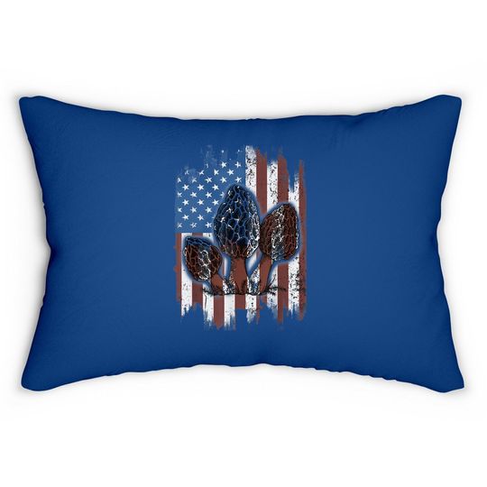 Morel Mushroom Hunter Patriotic Usa Flag Lumbar Pillow