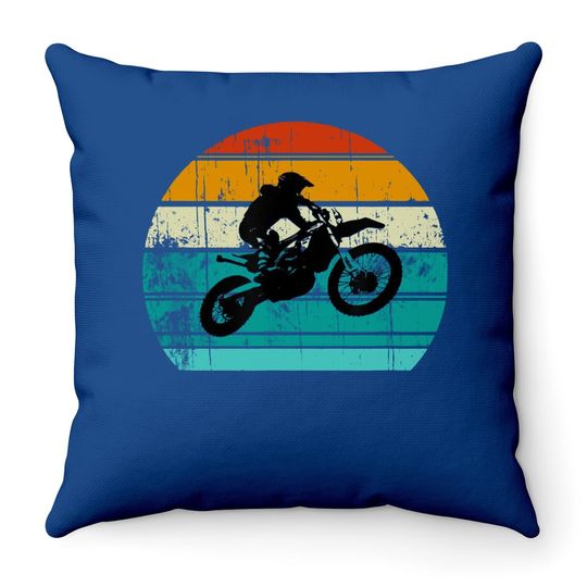 Dirt Bike Motocross Motorcycle Vintage Retro Throw Pillow