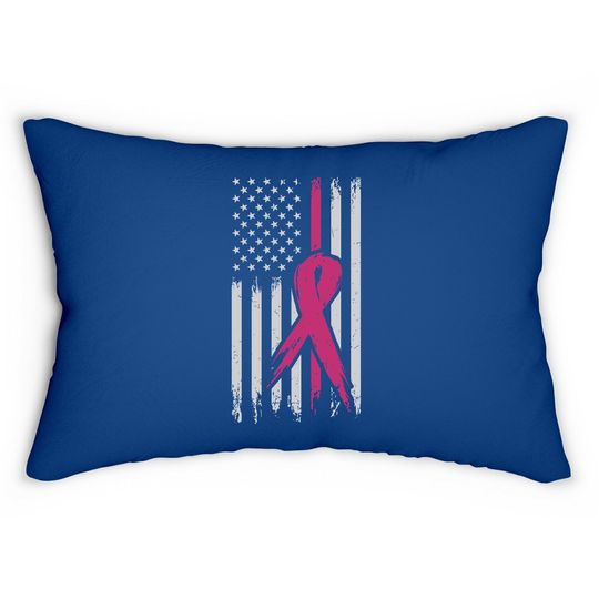 Blittzen Breast Cancer Flag Lumbar Pillow
