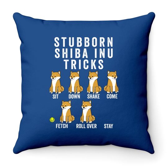 Stubborn Shiba Inu Tricks Throw Pillow
