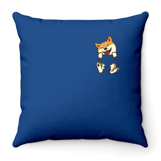 Pocket Shiba Inu Feet Akita Dog Throw Pillow