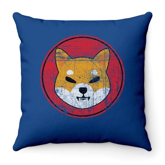Distressed Shiba Inu Logo Throw Pillow Shib To The Moon Throw Pillow