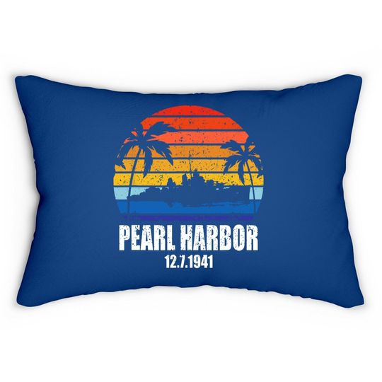 Vintage Pearl Harbor Sunset 80th Anniversary Lumbar Pillow