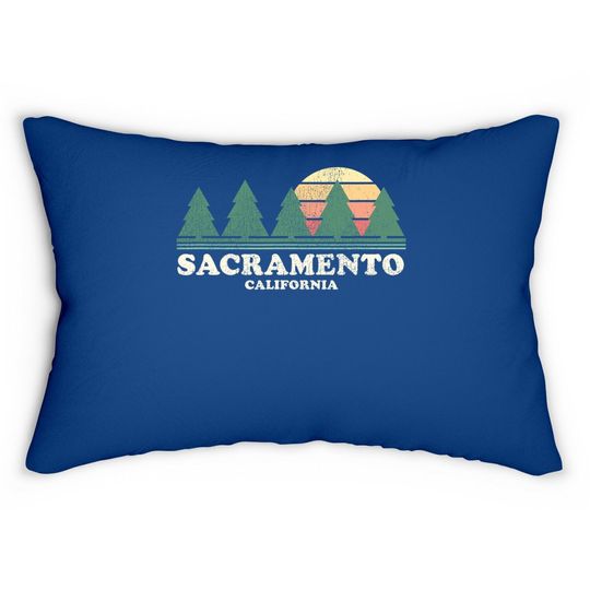 Sacramento Ca Vintage Throwback Lumbar Pillow Retro 70s Design Lumbar Pillow