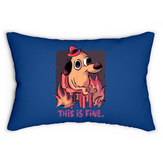 This Is Fine Dog Internet Meme Burning San Francisco Lumbar Pillow