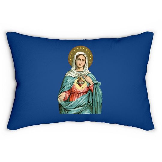 Immaculate Heart Of Mary Our Blessed Mother Catholic Vintage Lumbar Pillow