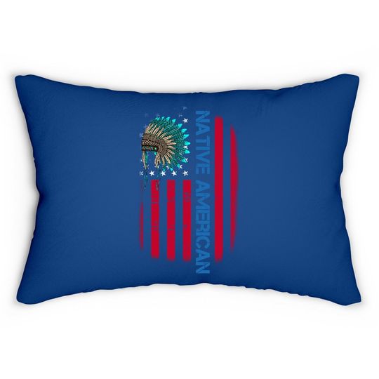 Native American Day Vintage Flag Usa Lumbar Pillow