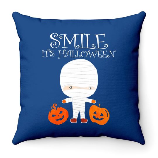 Smile It Is Halloween Throw Pillow