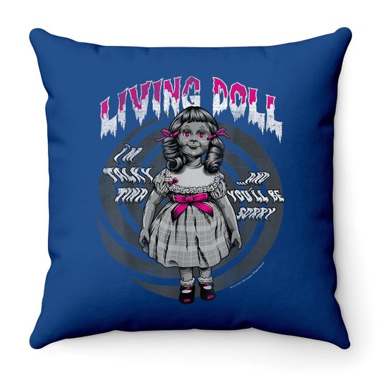 Twilight Zone Living Doll Talky Tina Creepy Graphic Throw Pillow