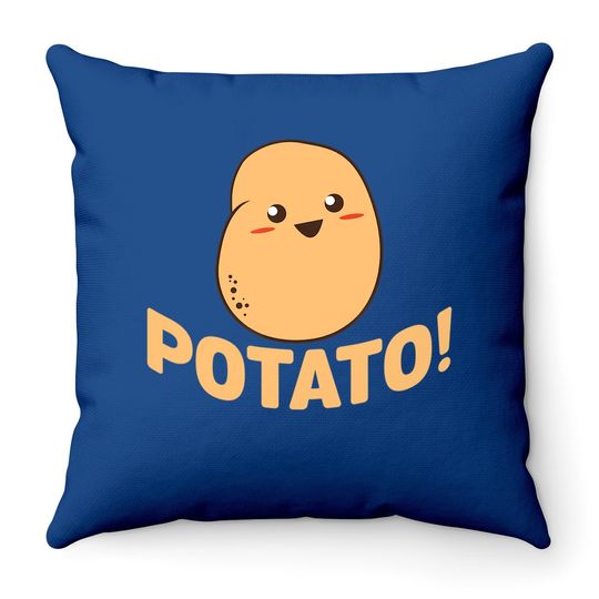 Cute Potato Smiling Throw Pillow Throw Pillow