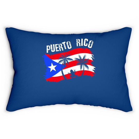 Distressed Style Puerto Rico Frog Lumbar Pillow