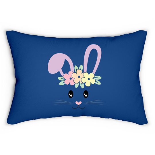 Easter Bunny Face Pastel Lumbar Pillow For Girls And Toddlers Lumbar Pillow