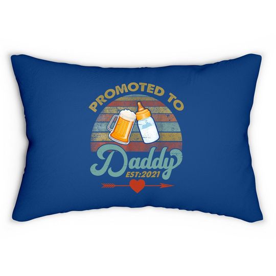 Promoted To Daddy Est 2021 Beer Dad Bottle Baby Shower Lumbar Pillow