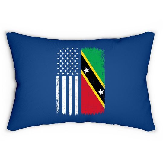 Saint Kitts And Nevis American Flag Lumbar Pillow