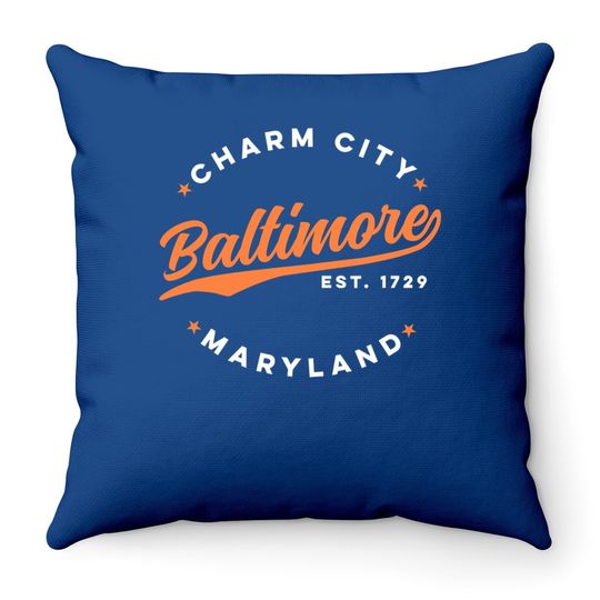Vintage Baltimore Charm City Maryland Throw Pillow