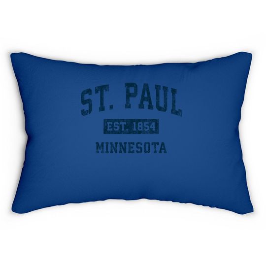 St. Paul Minnesota Mn Vintage Sports Design Navy Print Lumbar Pillow